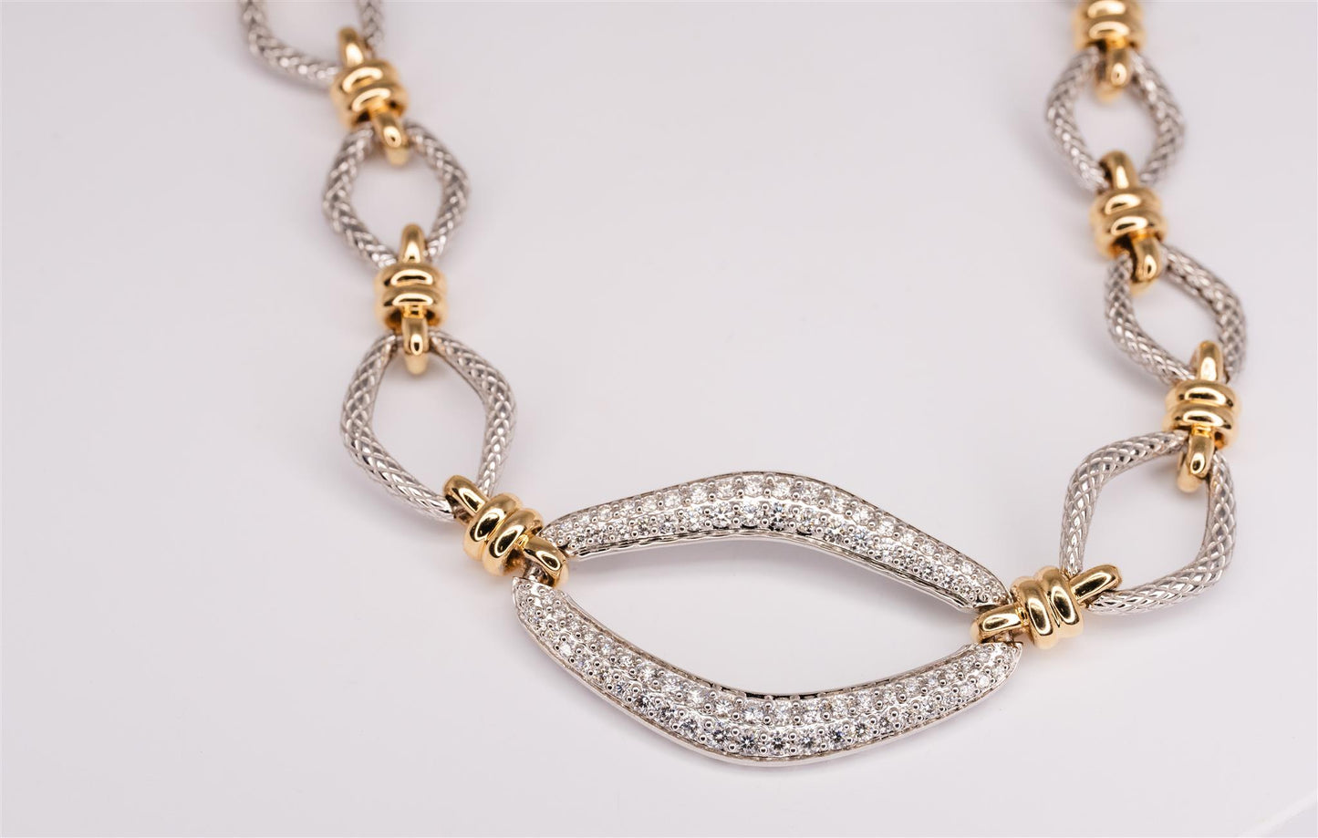 Womens Diamond Fancy Link Necklace