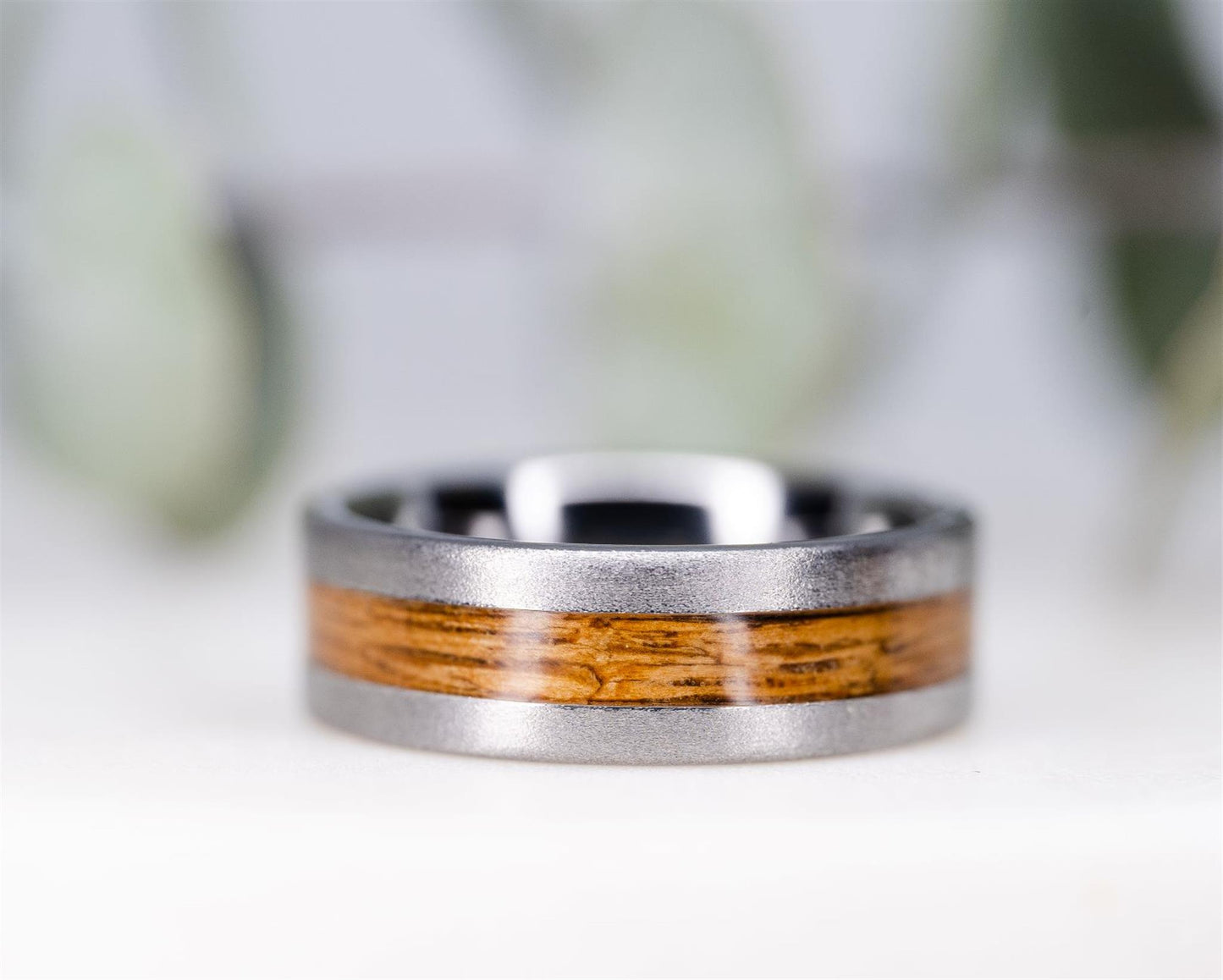 Tungsten and Wood Inlay Ring