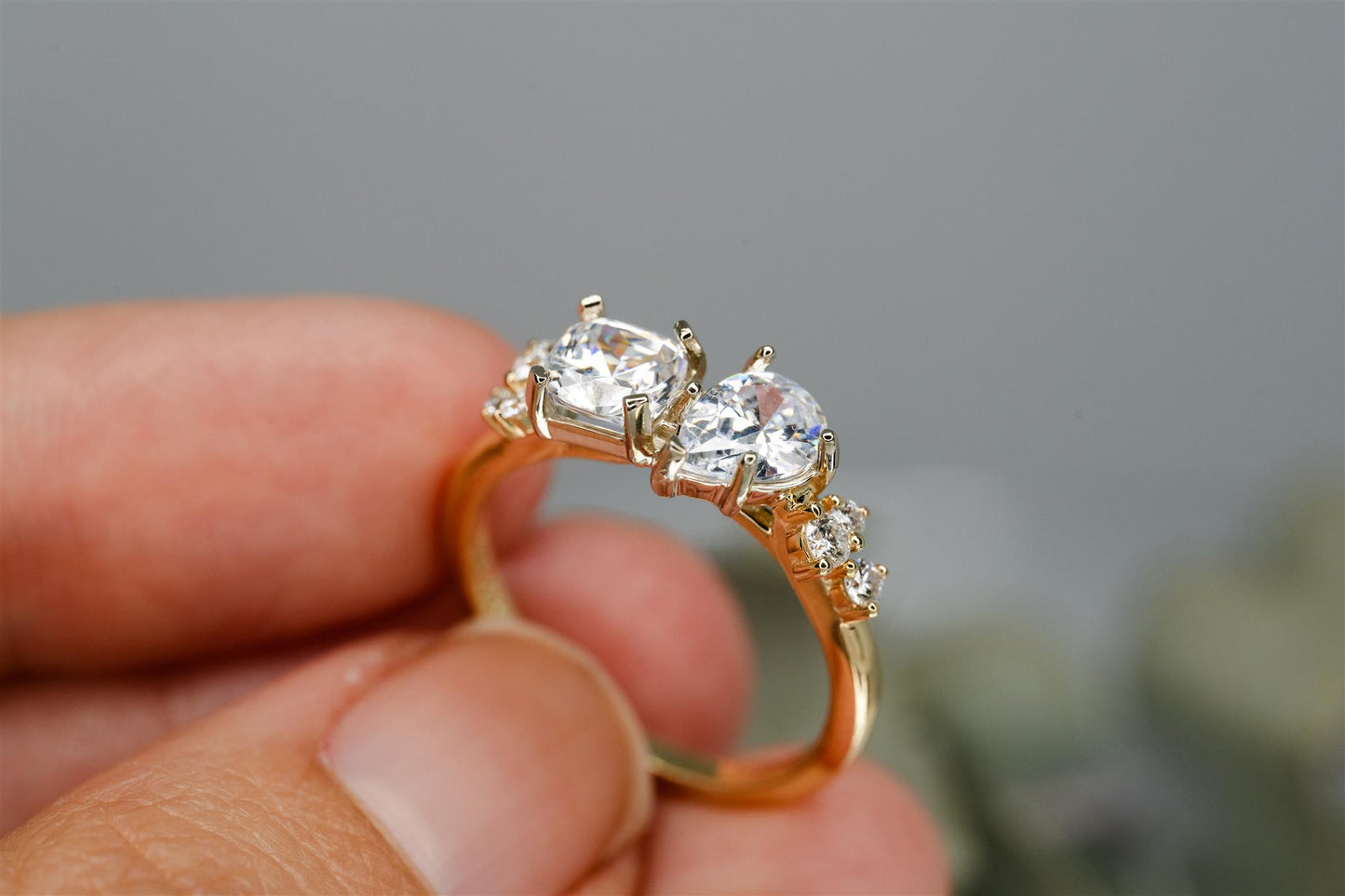 14k Yellow gold diamond semi mount ring