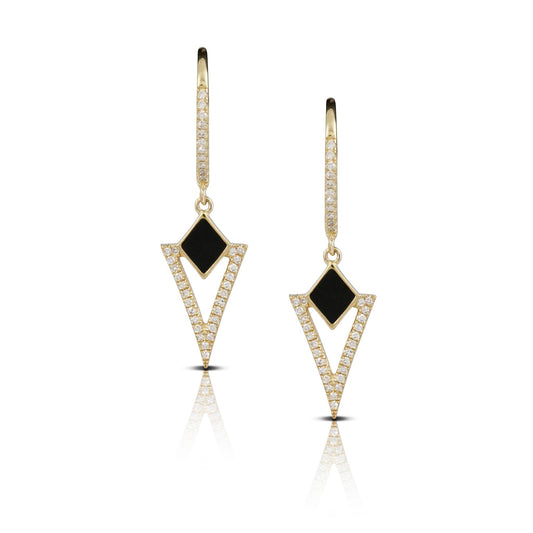 14K White Gold Diamond and Black Onyx Earrings