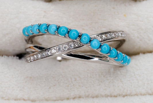 Turquoise & Diamond Criss Cross Band