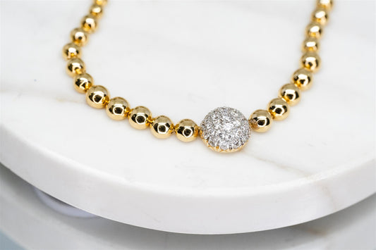 Diamond Circle And Yellow Gold Necklace