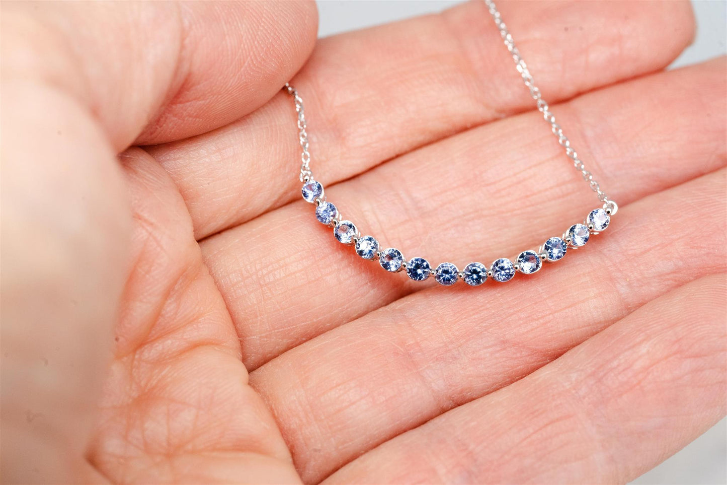 14K White Gold Blue YOGO Montana Sapphire Necklace