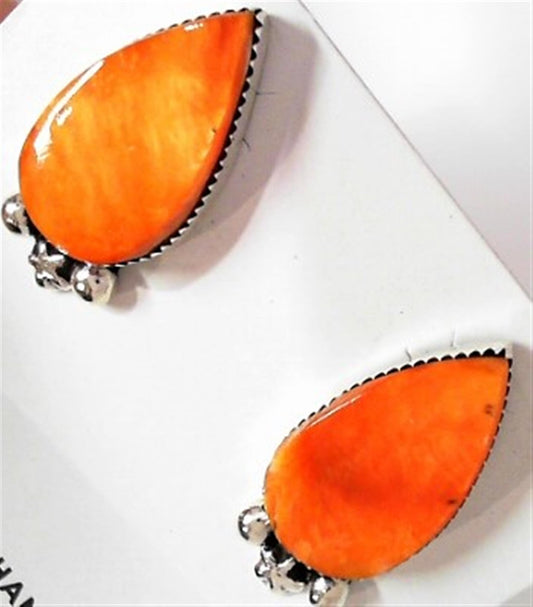 Orange Spiney Oyster Earrings