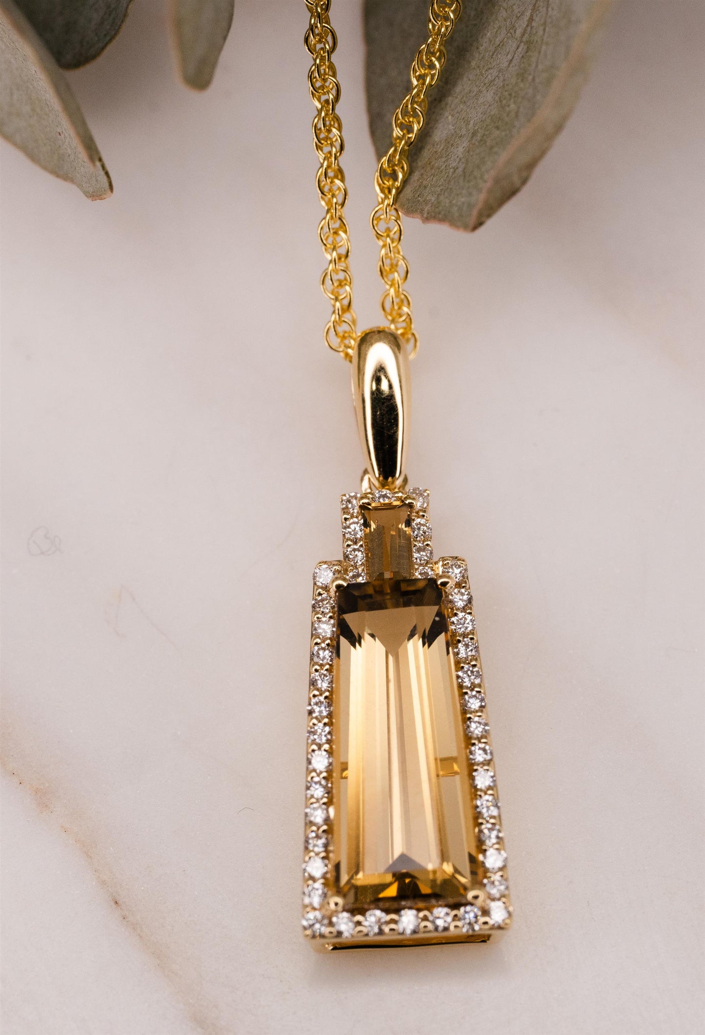 Citrine Diamond Necklace