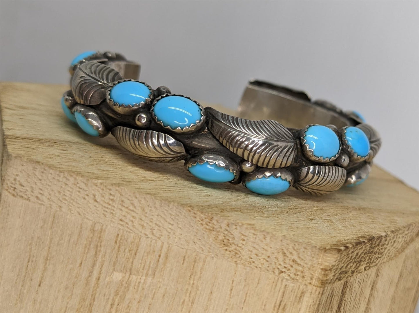 Sterling Silver Turquoise Leaf Bracelet