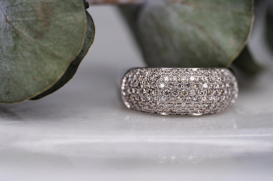 14K White Gold Pave Diamond with Thick Shank Ring
