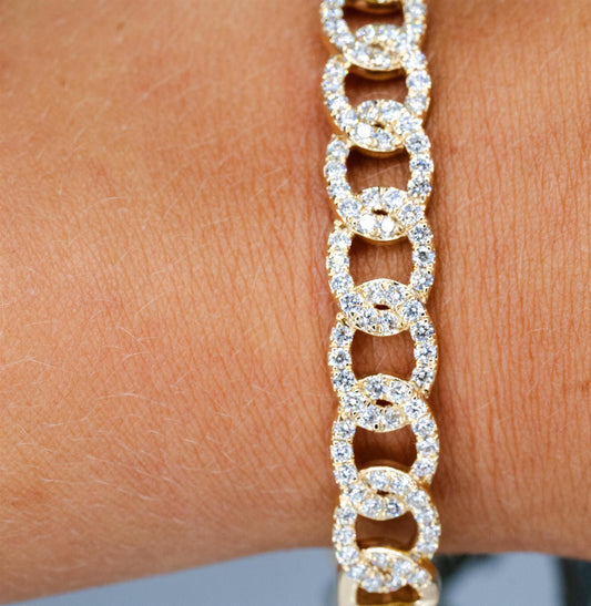 14K Yellow Gold Diamond Bangle Bracelet 2.30 tdw