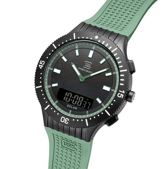 Black Face With Green Band Glock Watch