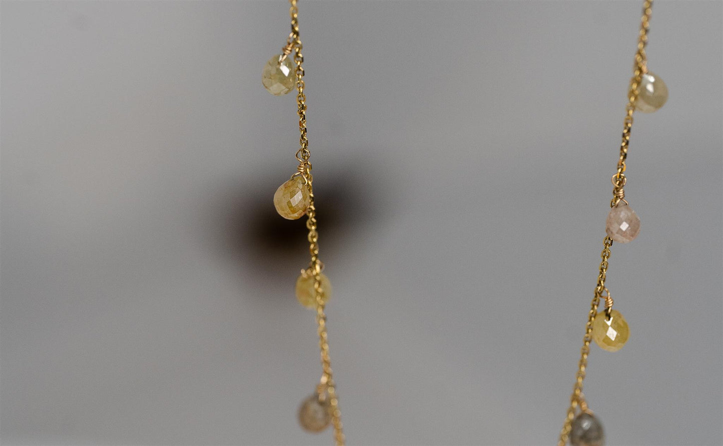 14K Yellow Gold Briolette Diamond 18" Necklace