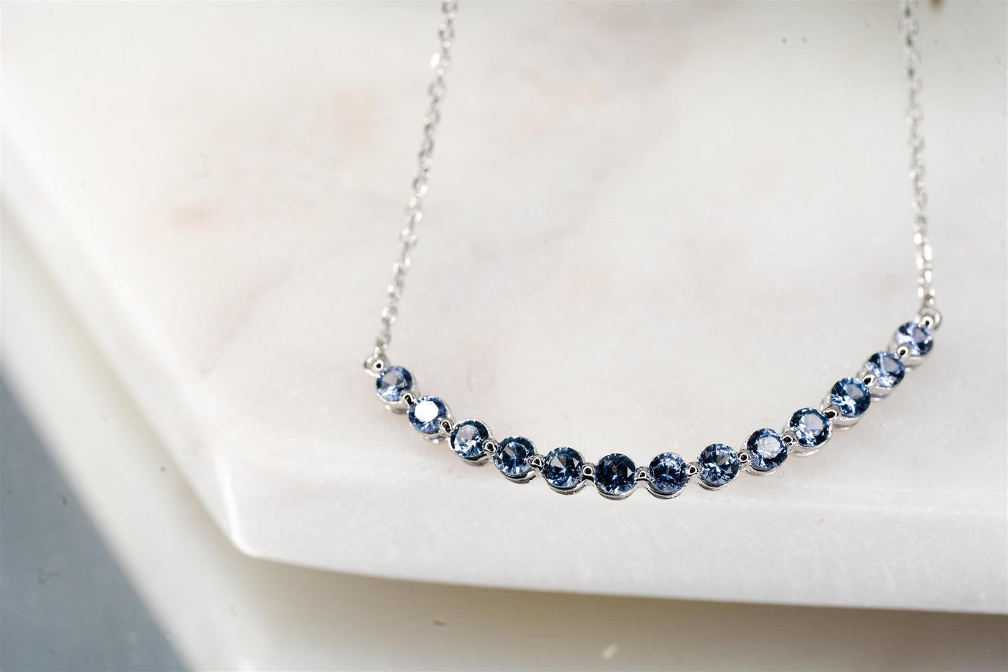 14K White Gold Blue YOGO Montana Sapphire Necklace