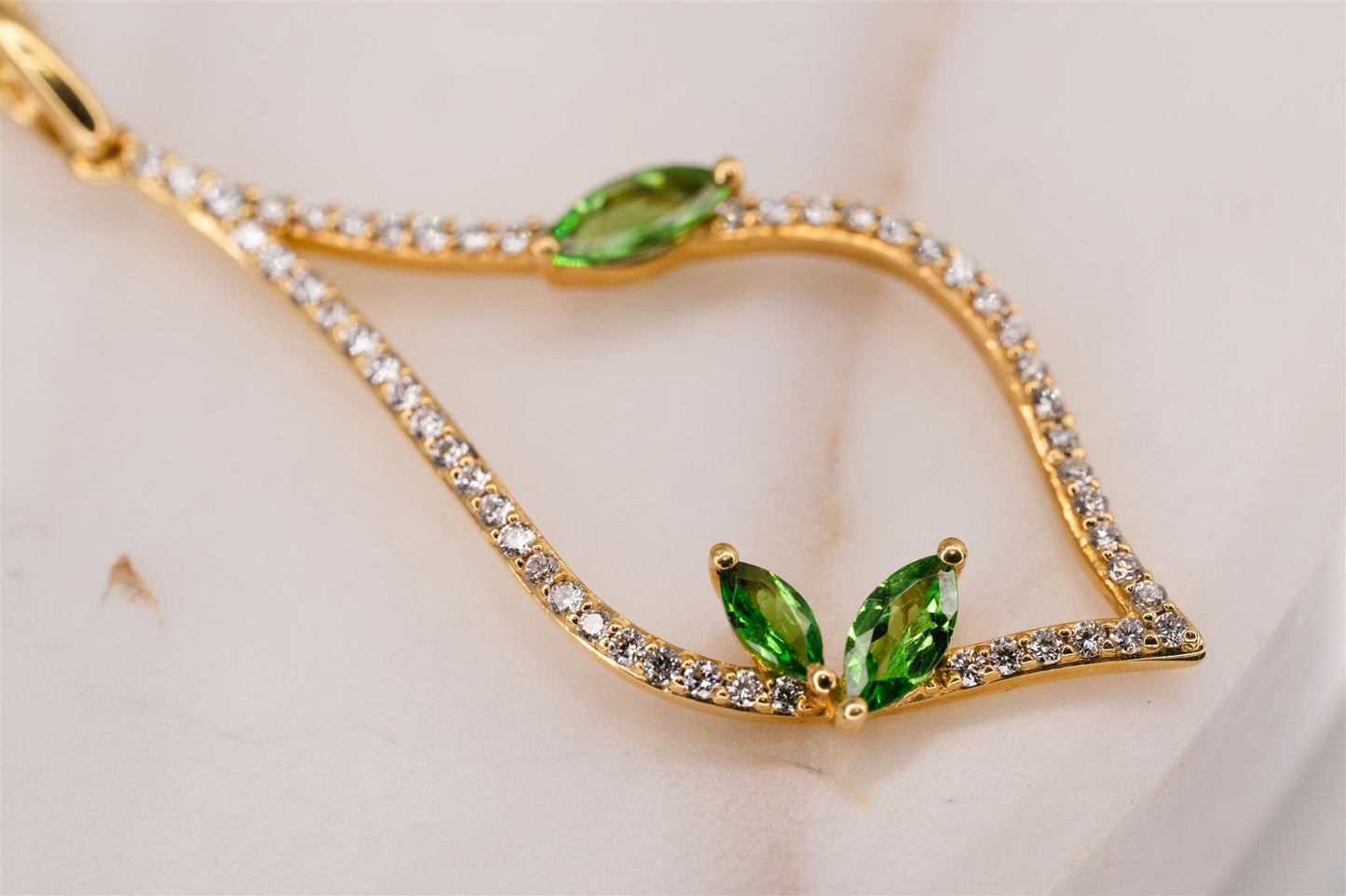 Tsavorite Garnets And Diamond Necklace