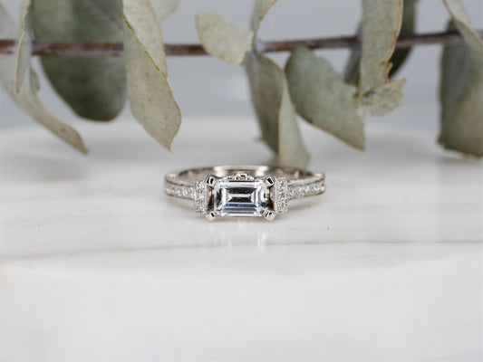 14k White Gold Emerald Cut Diamond Ring