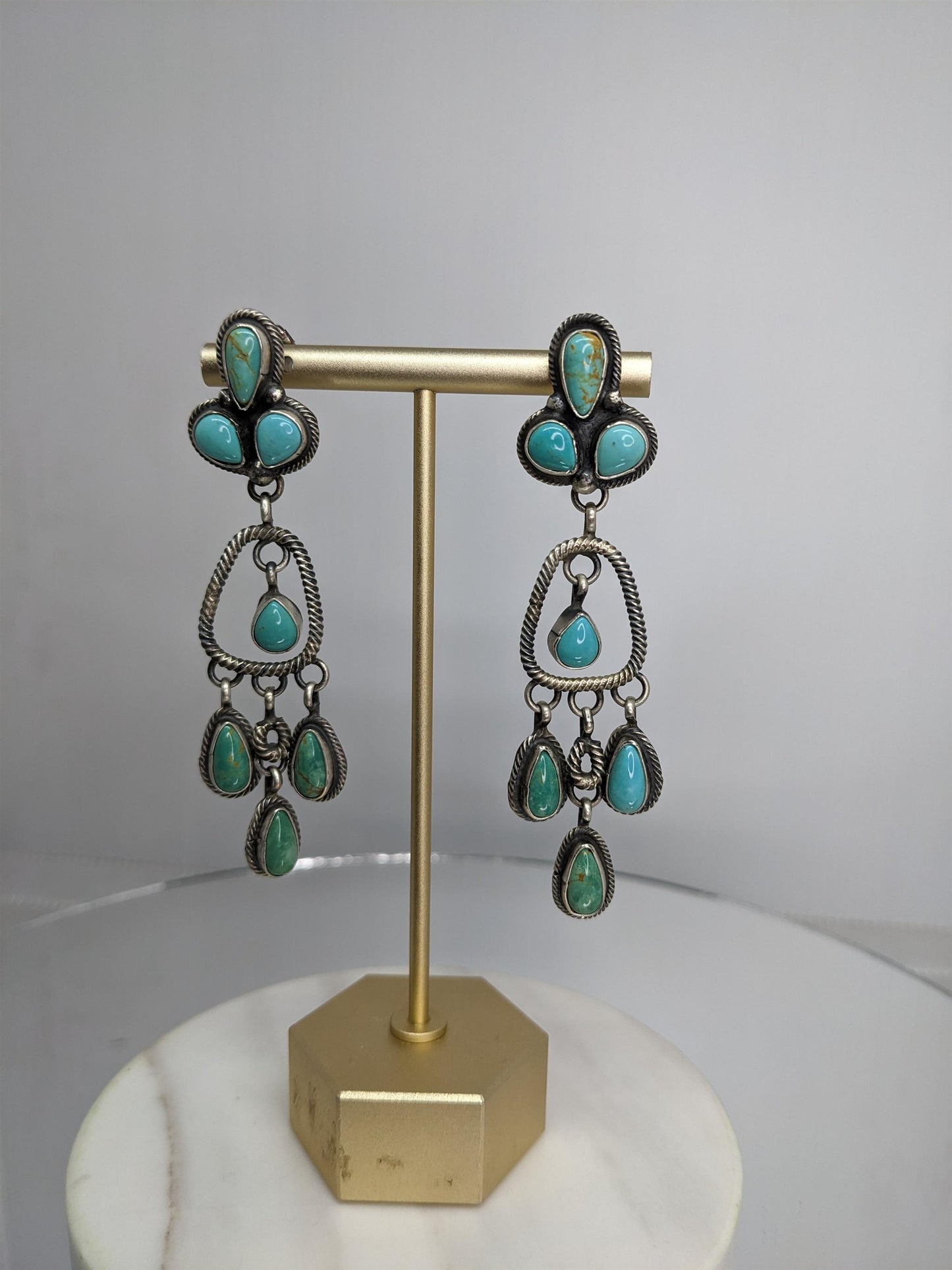 Multi Turquoise Teardrop Dangle Earrings