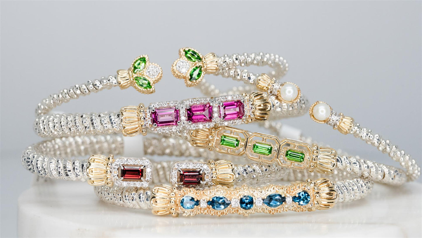 Tsavorite Garnets and diamond bracelet