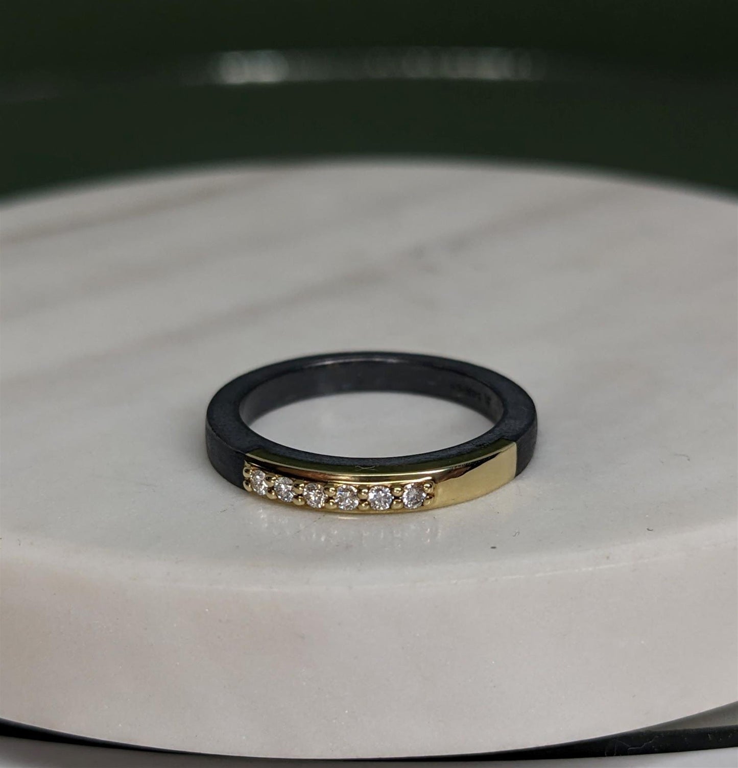 Oxidized Sterling Silver And Yellow Gold Diamond Ring