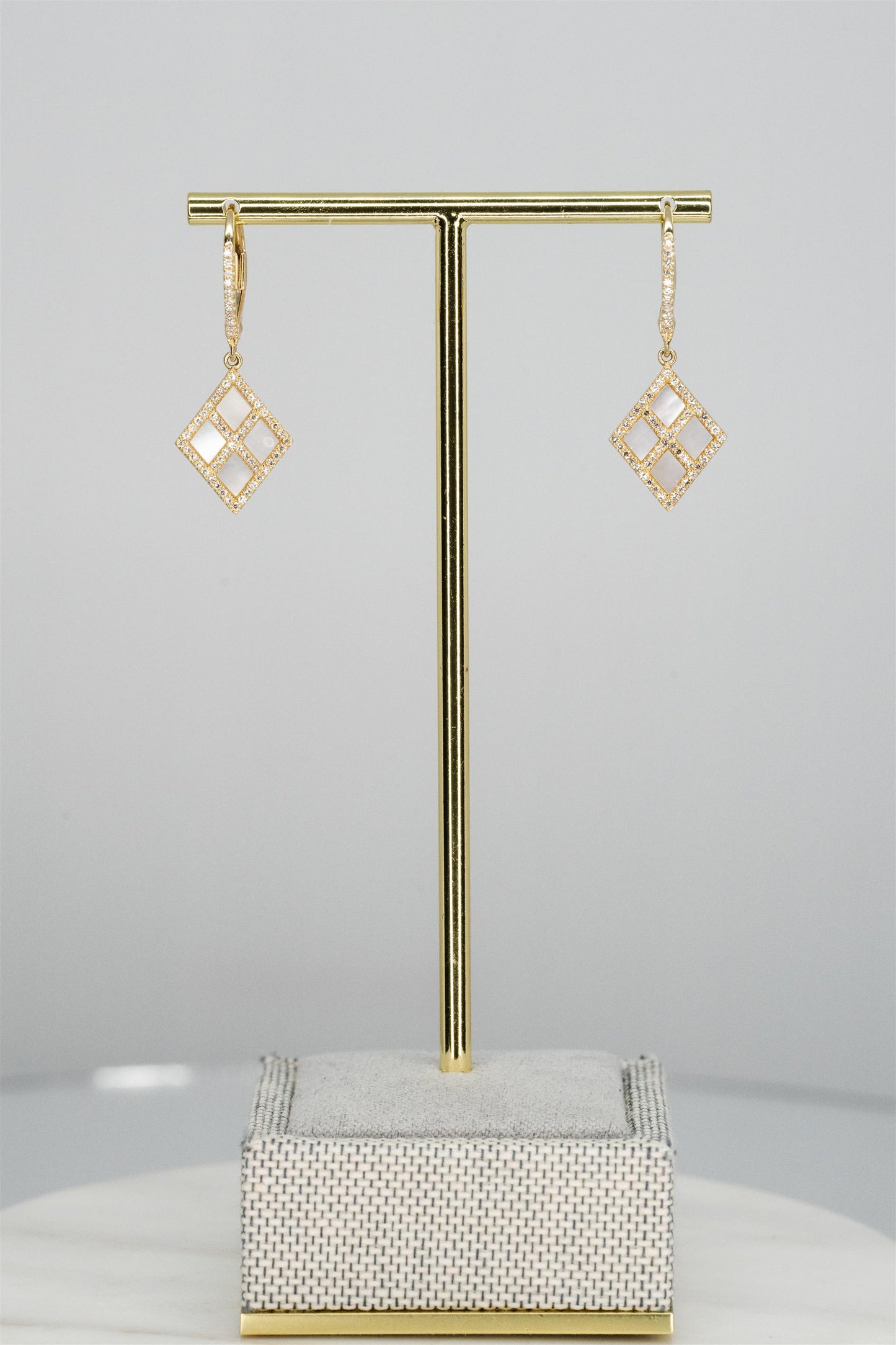 Mother Of Pearl And Diamond Drop Earrings