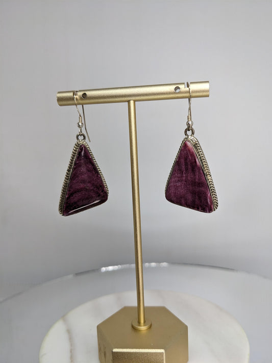 Purple Spiney Oyster Sterling Silver Earrings