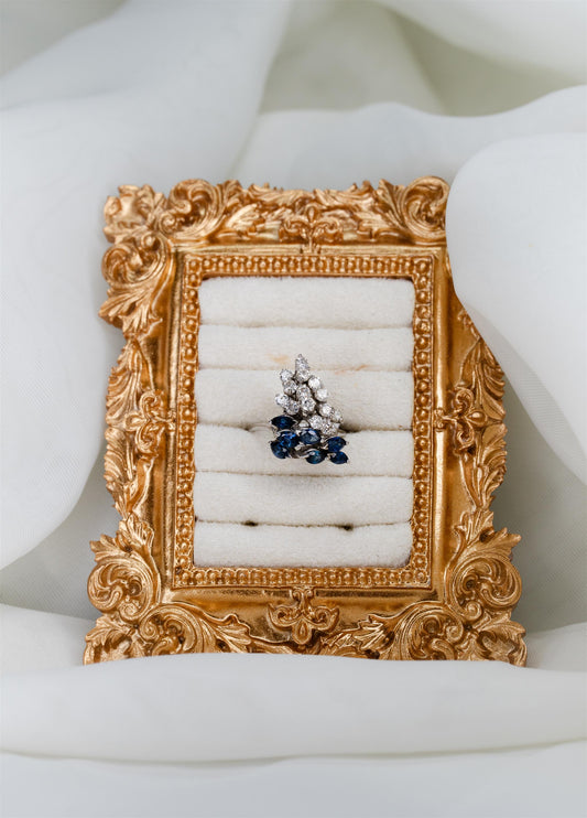 Sapphire & Diamond Waterfall Ring