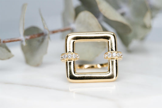 Open Square Diamond Ring