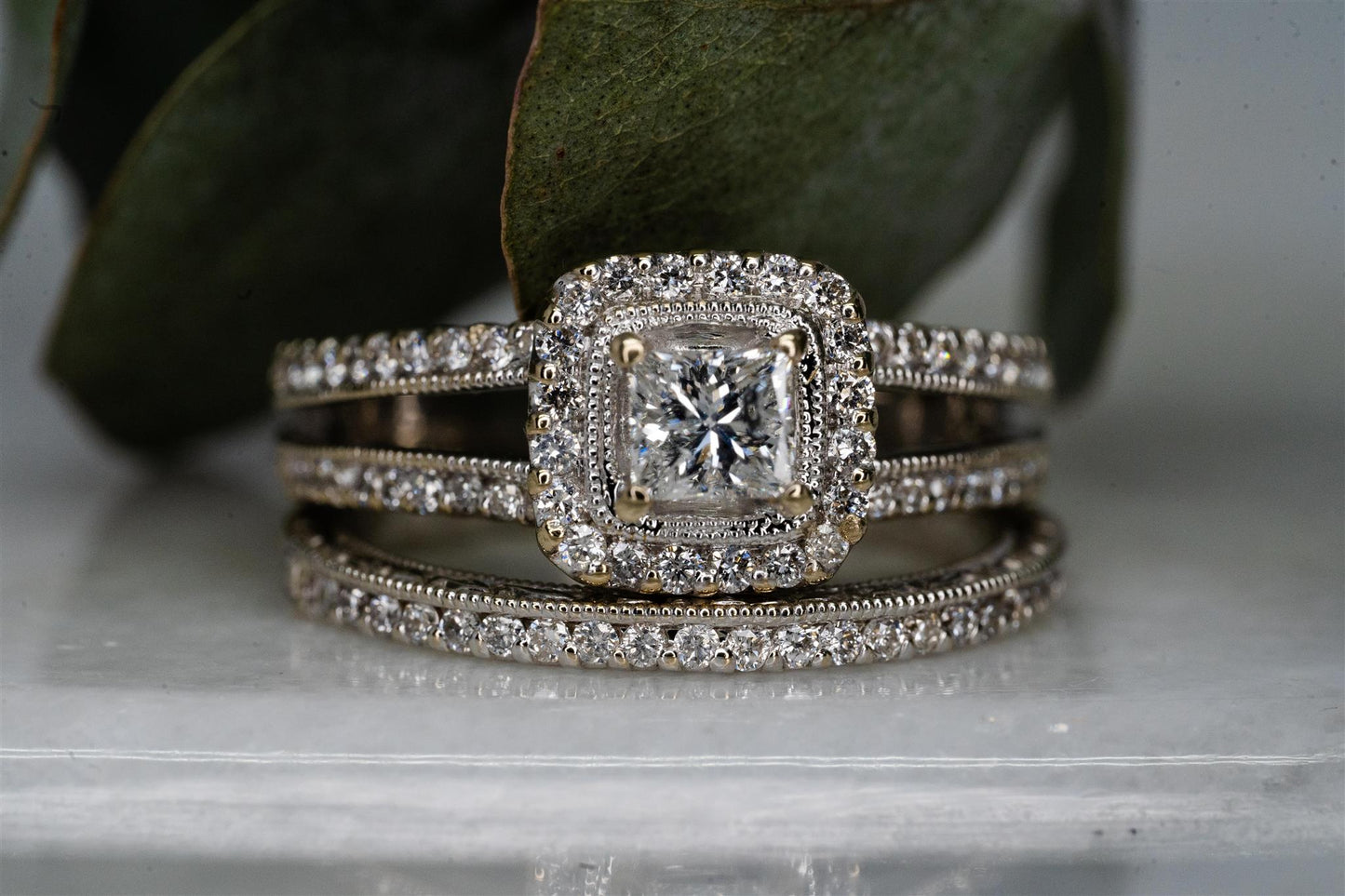 14K White Gold Diamond Wedding Set