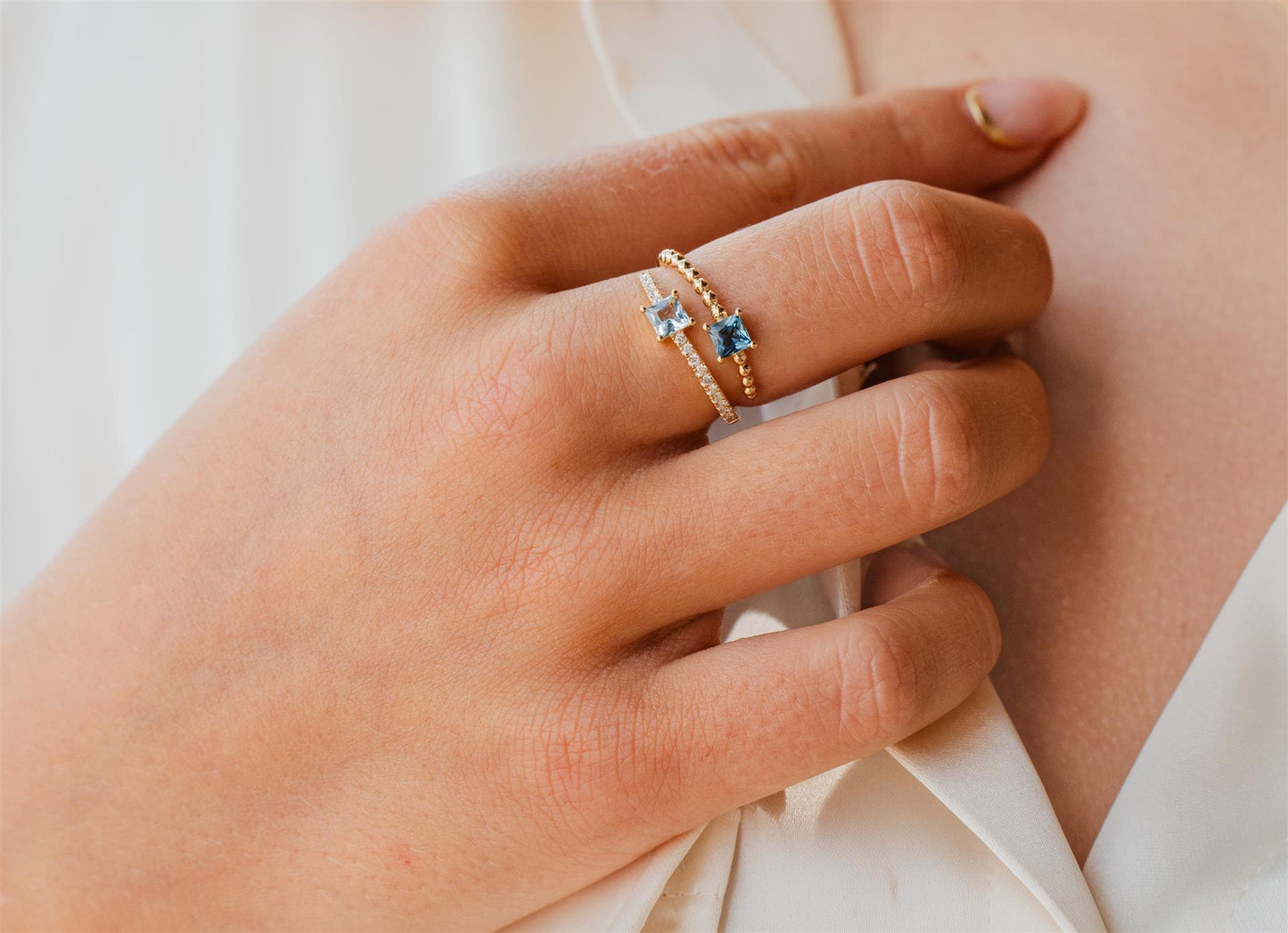 Blue Topaz And Diamond Ring