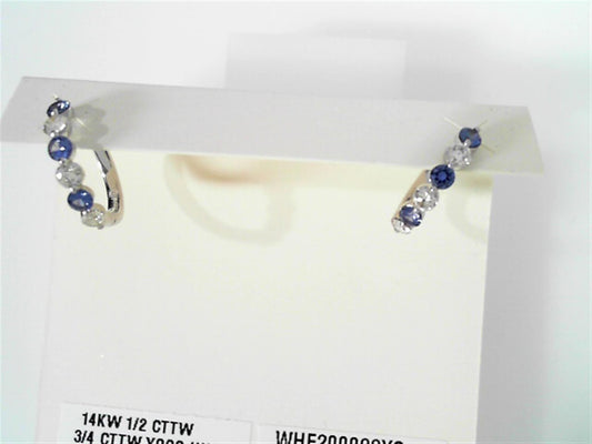 Yogo Sapphire and Diamond Hoop Earrings