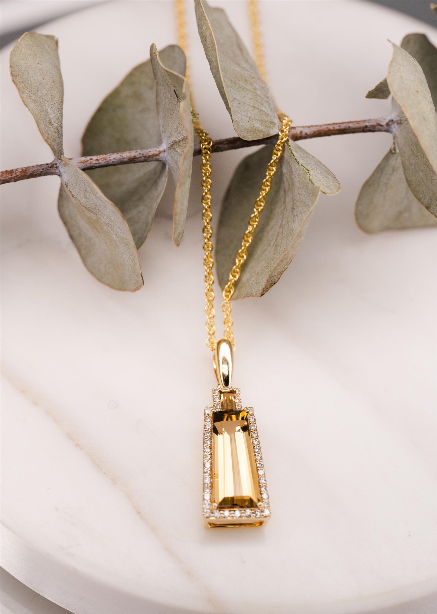 Citrine Diamond Necklace