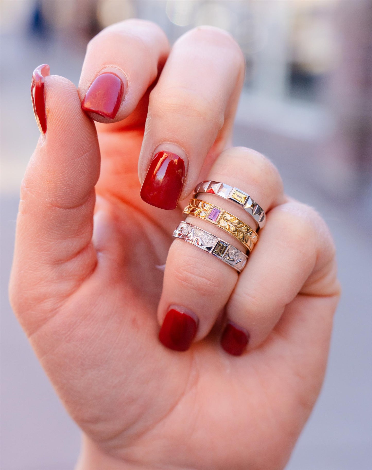 Green Sapphire Mountain Ring