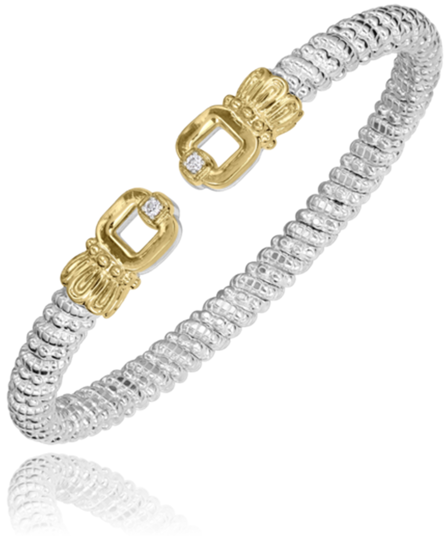 14K Yellow Gold and Sterling Silver Diamond Bracelet
