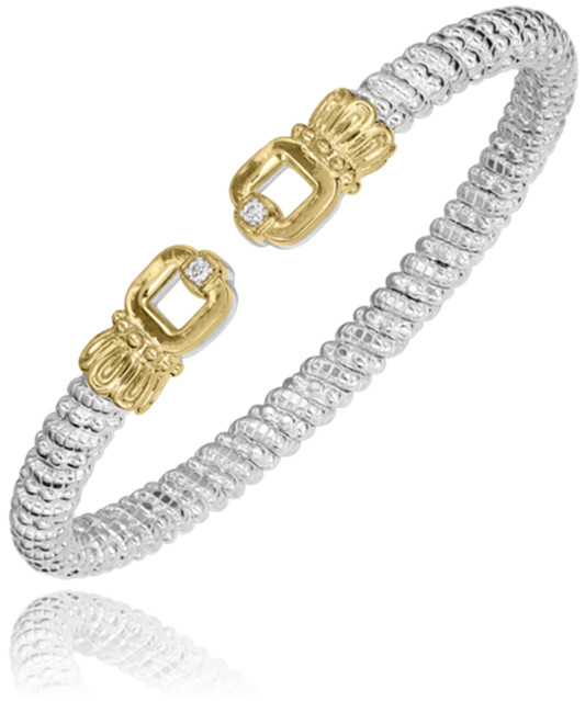 14K Yellow Gold and Sterling Silver Diamond Bracelet