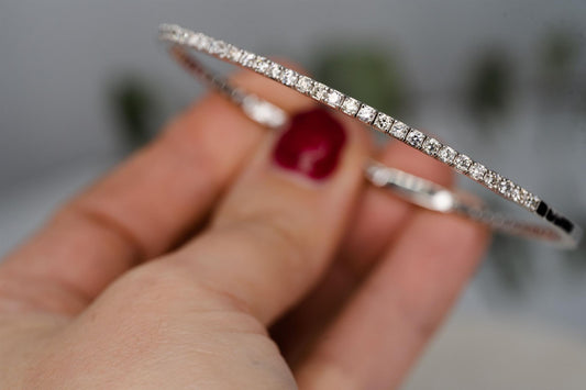 14K White Gold Diamond Bangle Bracelet