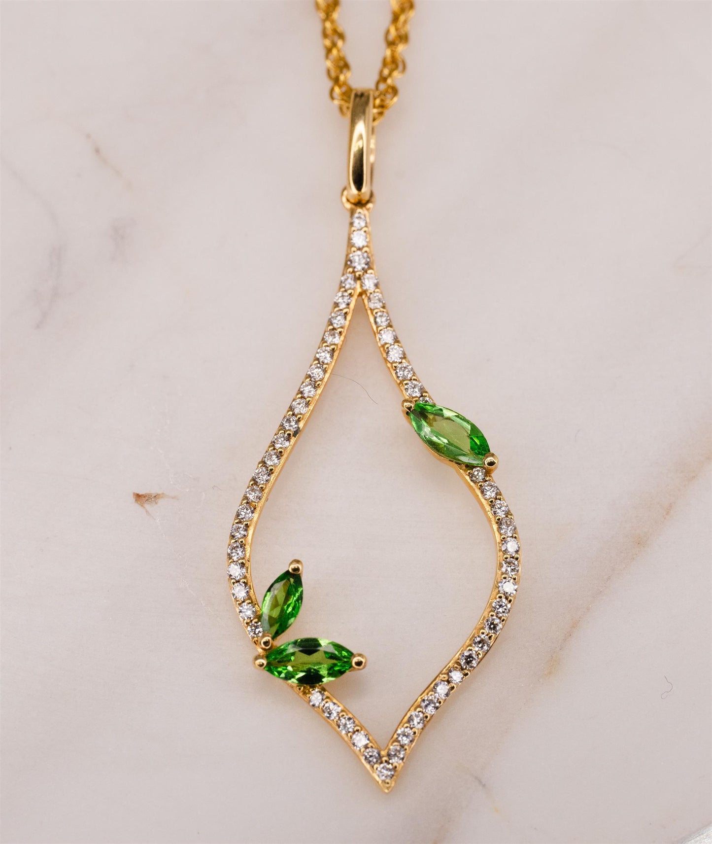 Tsavorite Garnets And Diamond Necklace