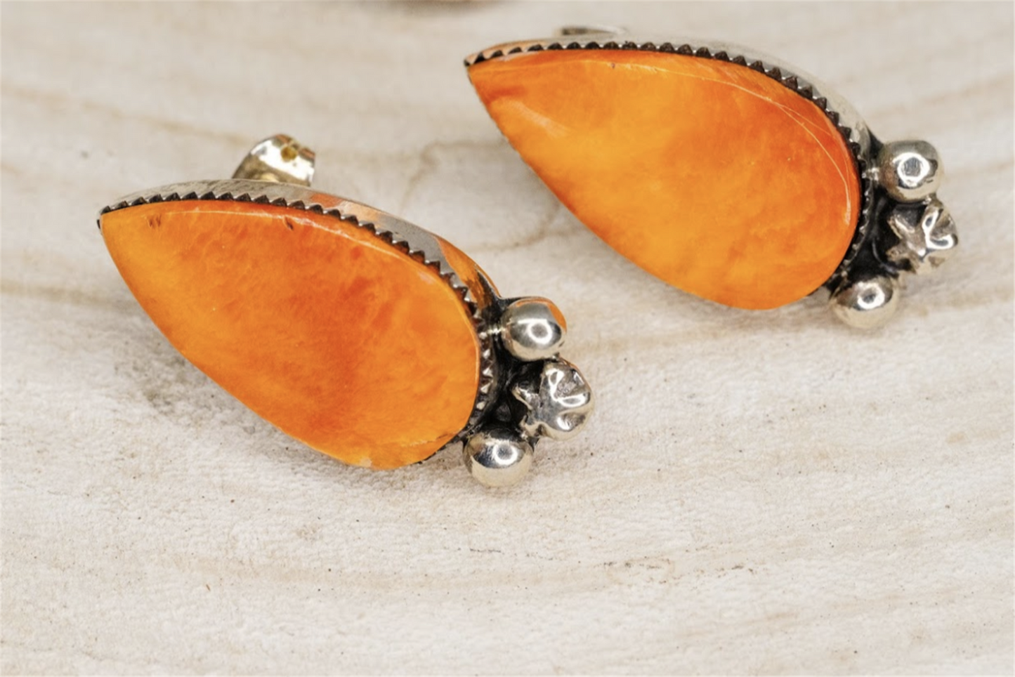 Orange Spiney Oyster Earrings