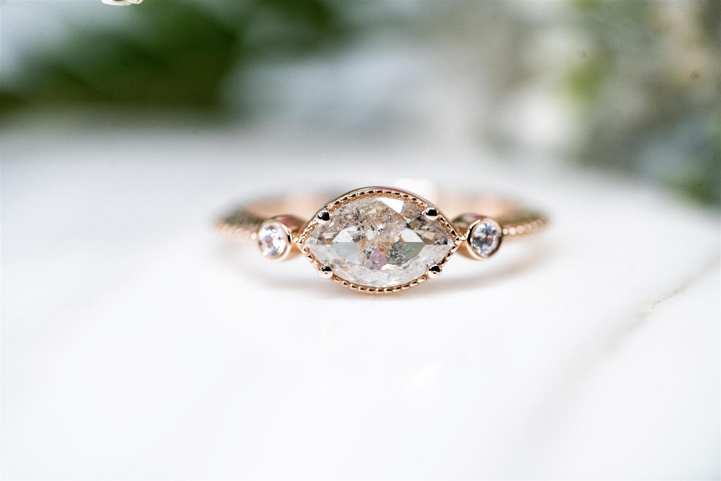 14K Rose Gold Salt and Pepper Diamond Ring