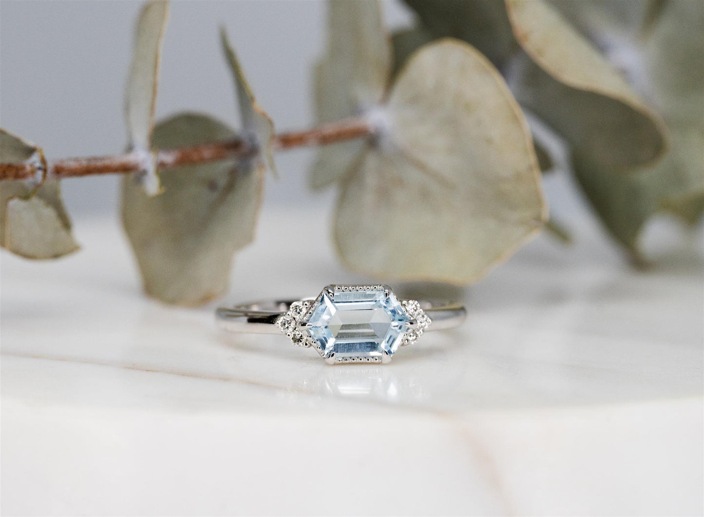 Aqua And Diamond Ring