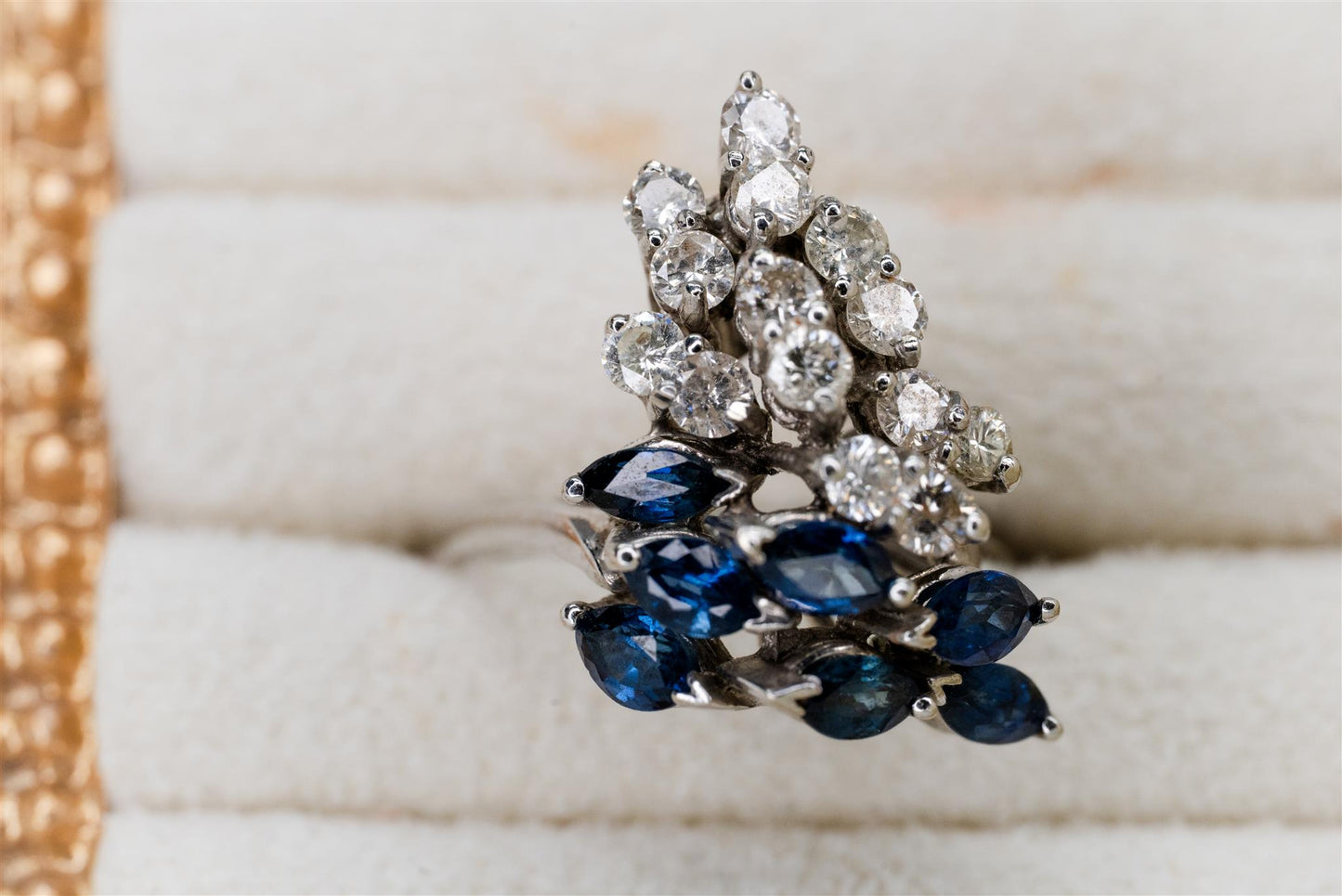 Sapphire & Diamond Waterfall Ring