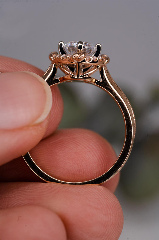 14K Rose Gold Diamond and CZ Ring