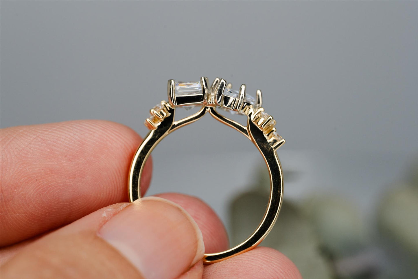 14k Yellow gold diamond semi mount ring